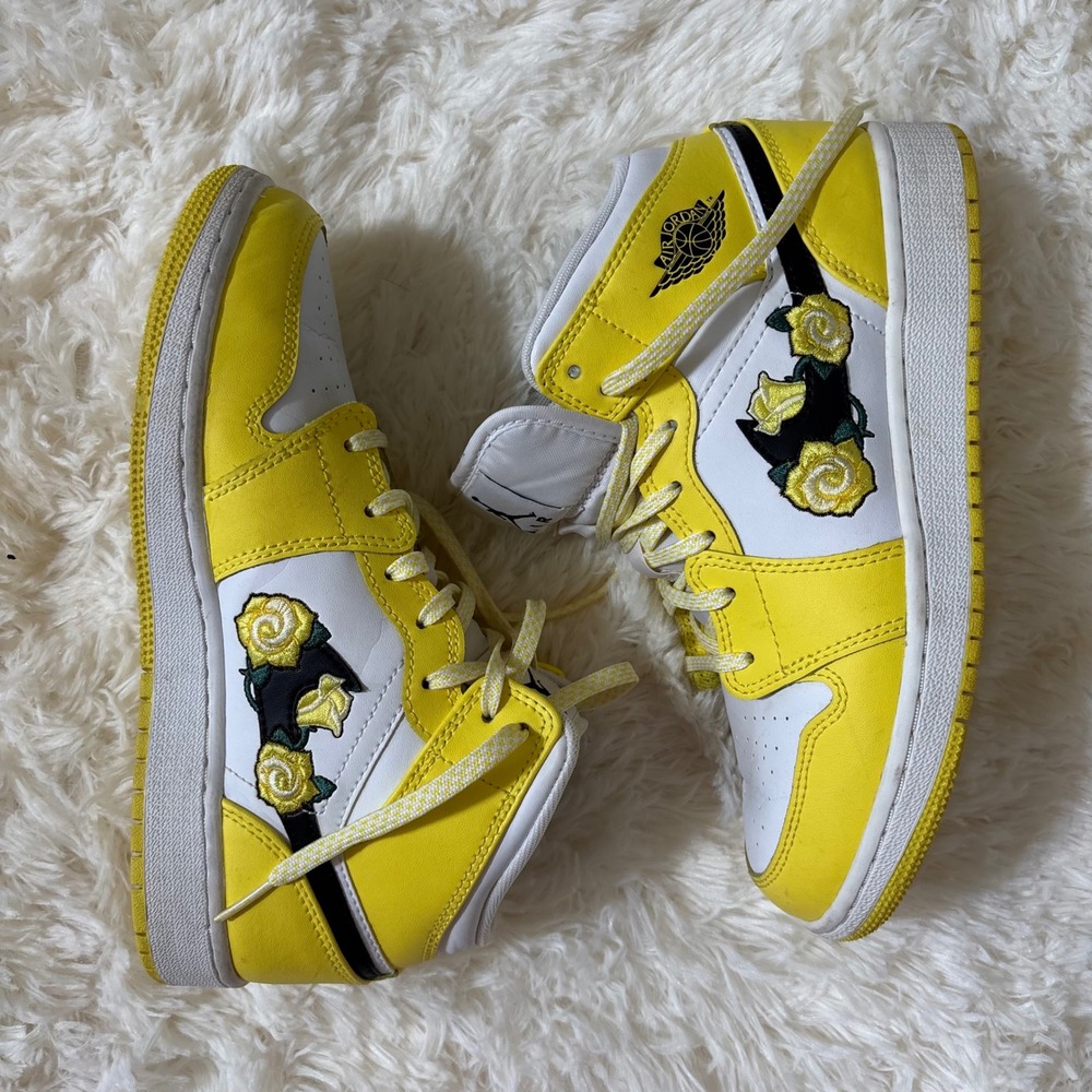 Nike Air Jordan 1 Mid Yellow Flower Rose AV5174-700 Youth 4.5Y Womens 6